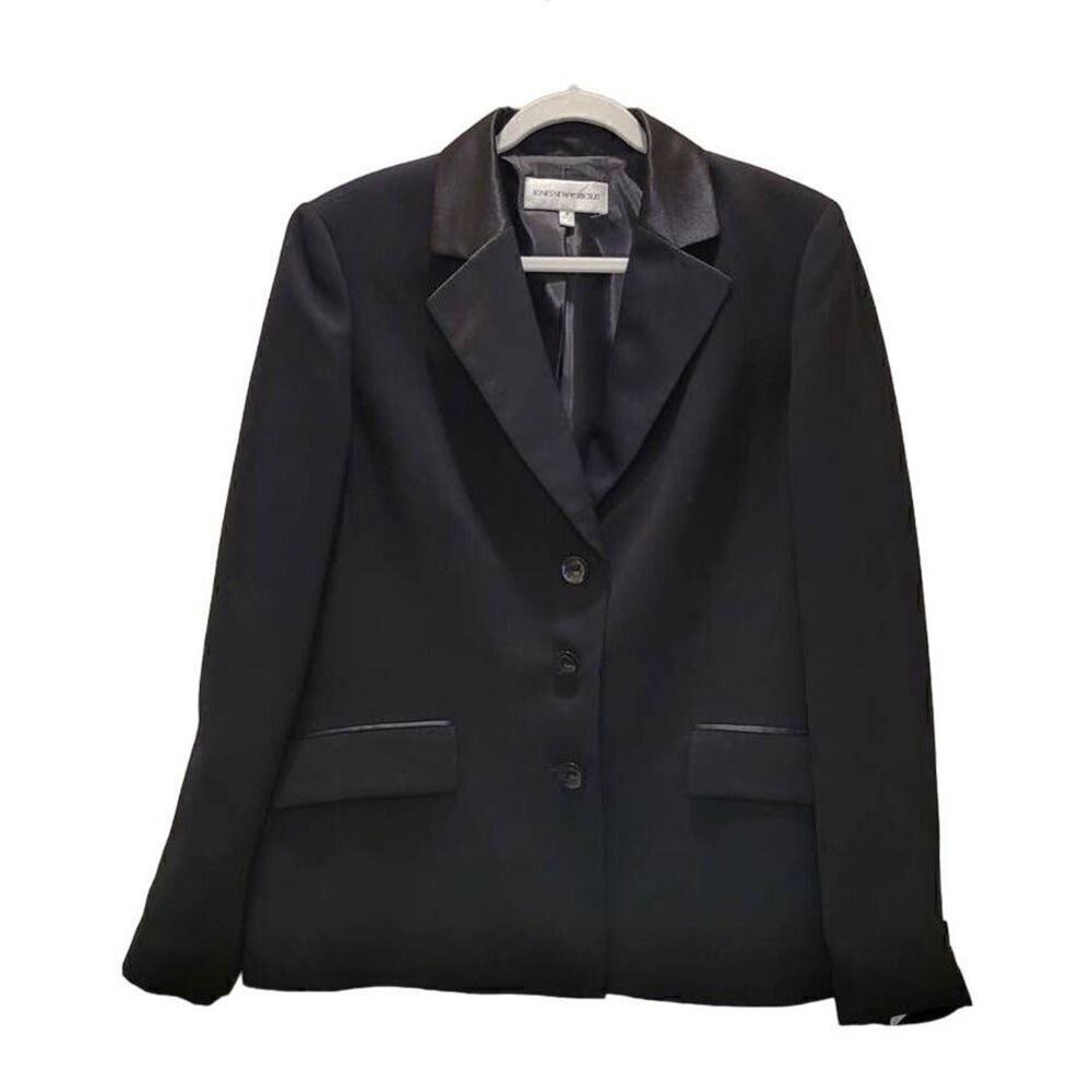 NWOT Jones New York Satin Trim Black Blazer Size 16